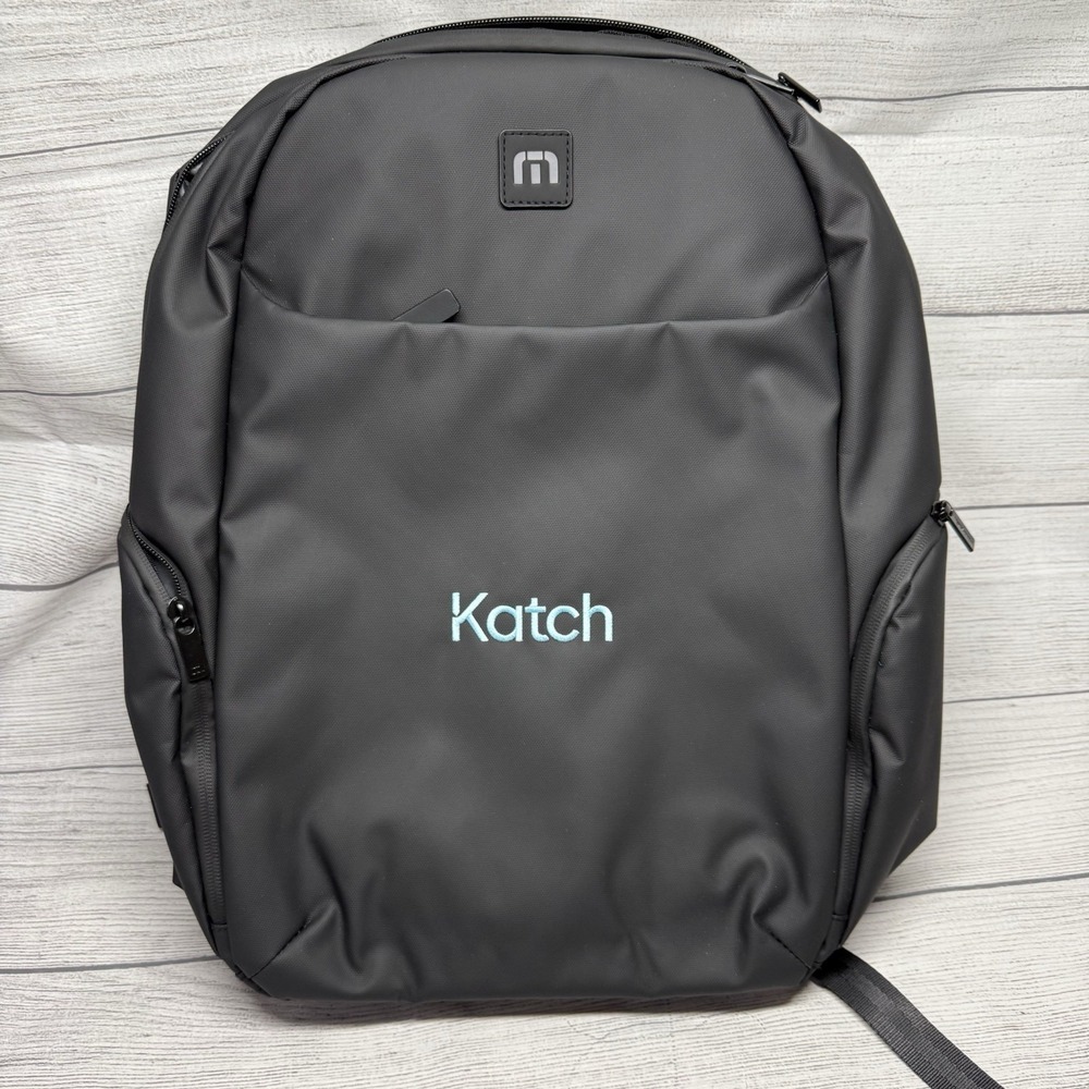 Travis Mathew Recess Backpack TMB109 Black 18" High *Katch Logo* New NWT